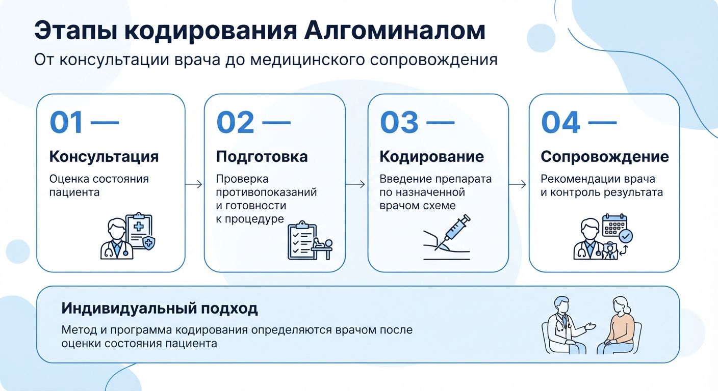 Кодирование препаратом «Алгоминал» в Вельске инфографика